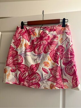 Floral Circle Skirt in Hot Pink & White